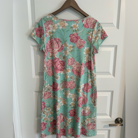Miss Elaine Relax Floral Dress Green Pink Size S - Picture 9 of 13